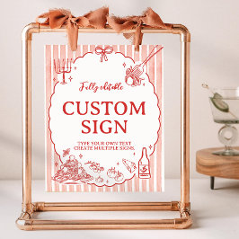 Little Meatball Italian Birthday Party Table Sign Poster