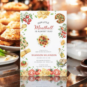 Little Meatball Italienische Pasta-Baby-Party QR-C Einladung