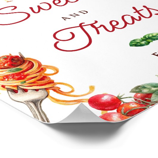 Little Meatball Pasta Baby Shower Sweets Treats Poster (Ecke)