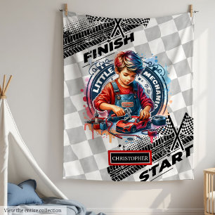 Little Mechanic Racing Sport Car Geburtstag Gesche Fleecedecke
