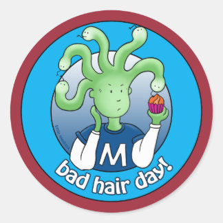Little Medusa, Bad Hair Day! Runder Aufkleber