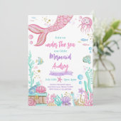 Little Mermaid 1. Geburtstag Einladung (Stehend Vorderseite)