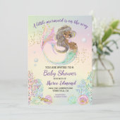 Little Mermaid African American Baby Shower Einladung (Stehend Vorderseite)