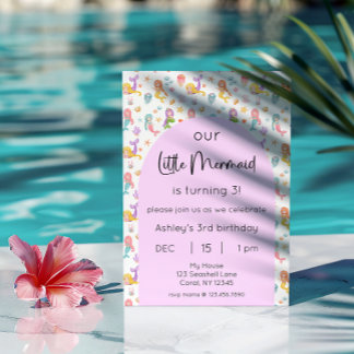 Little Mermaid Birthday Foto Einladung