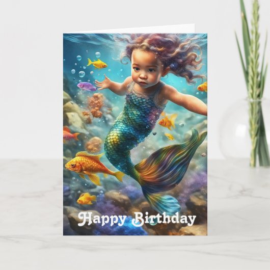 Little Mermaid Birthday Karte (Vorderseite)