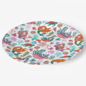 Little Mermaid Birthday Paper Napkin Pappteller (Schrägansicht)
