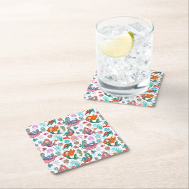 Little Mermaid Birthday Paper Napkin Rechteckiger Pappuntersetzer