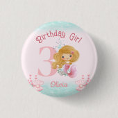 Little Mermaid Birthday Pink Button (Vorderseite)
