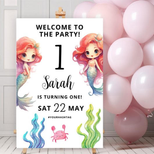 Little Mermaid Birthday Willkommen Poster