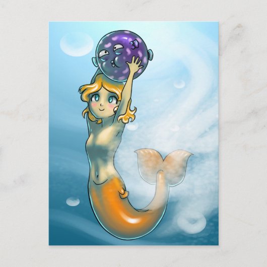 Little Mermaid & Blowfish Postkarte (Vorderseite)