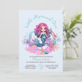 Little Mermaid First Birthday Party Einladung (Stehend Vorderseite)