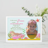 Little Mermaid Foto Einladung (Stehend Vorderseite)