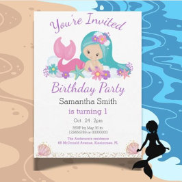 Little Mermaid Glitzer Birthday Party Einladung