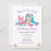 Little Mermaid Glitzer Birthday Party Einladung (Vorderseite)