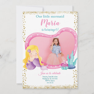 Little Mermaid Kid's Foto zum Geburtstag Einladung