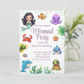 Little Mermaid Magical Birthday Einladung Party (Stehend Vorderseite)