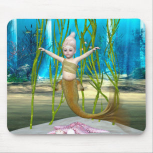 Little Mermaid Niedlich Fantasy Girl, Blue Ocean Mousepad