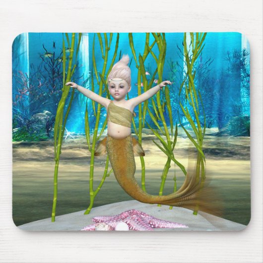 Little Mermaid Niedlich Fantasy Girl, Blue Ocean Mousepad (Vorne)