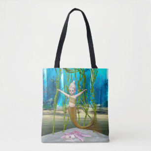 Little Mermaid Niedlich Fantasy Girl, Blue Ocean Tasche
