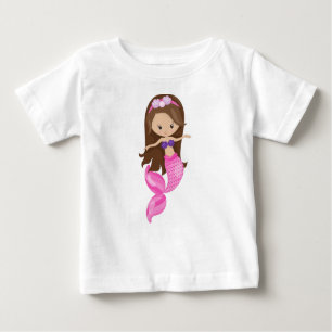 Little Mermaid, Niedliche Meerjungfrau, braune Haa Baby T-shirt