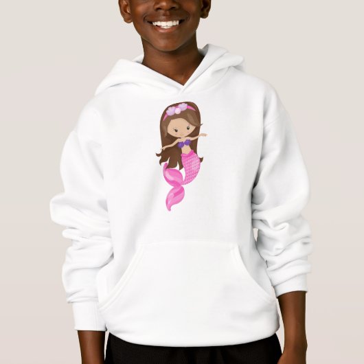 Little Mermaid, Niedliche Meerjungfrau, braune Haa Hoodie (Vorderseite)