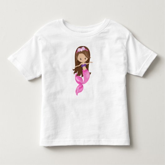 Little Mermaid, Niedliche Meerjungfrau, braune Haa Kleinkind T-shirt (Vorderseite)