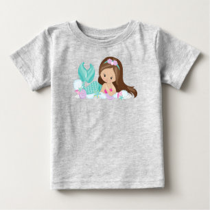Little Mermaid, Niedliche Meerjungfrau, Muscheln, Baby T-shirt