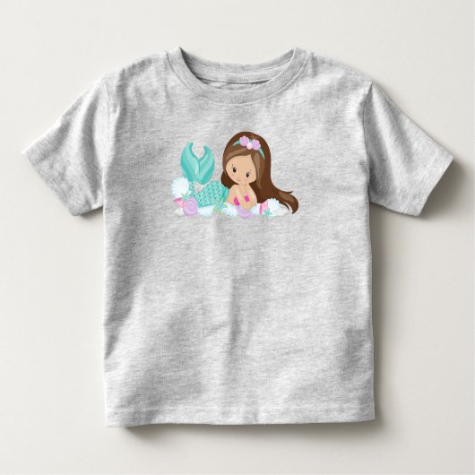 Little Mermaid, Niedliche Meerjungfrau, Muscheln, Kleinkind T-shirt (Vorderseite)