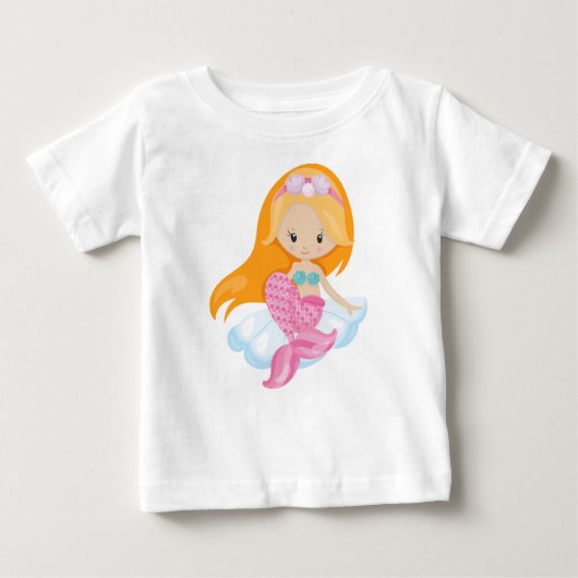 Little Mermaid, Niedliche Meerjungfrau, Orangefarb Baby T-shirt (Vorderseite)