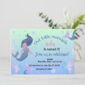 Little Mermaid Pink 5. Geburtstag Einladung (Stehend Vorderseite)