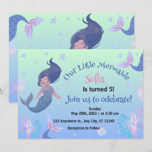 Little Mermaid Pink 5. Geburtstag Einladung