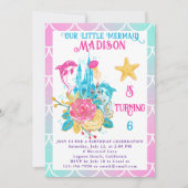 Little Mermaid Scale Pink Türkis White Geburtstag Einladung (Vorderseite)