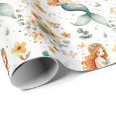 Little Mermaid und Blume Kinder Geschenkpapier (Rolleneckpunkt)