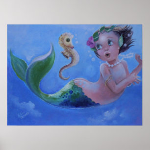 Little Mermaid und Seepferd Poster