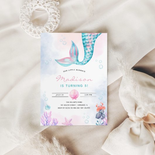 Little Mermaid Underwater Birthday Einladung