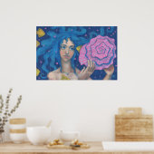 Little Mermaid, Underwater Fantasy Art, Pink Blue Poster (Küche)
