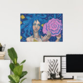 Little Mermaid, Underwater Fantasy Art, Pink Blue Poster (Heimbüro)