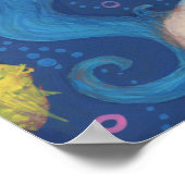 Little Mermaid, Underwater Fantasy Art, Pink Blue Poster (Ecke)