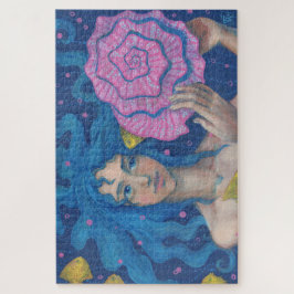 Little Mermaid, Underwater Fantasy Art, Pink Blue Puzzle