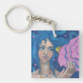 Little Mermaid, Underwater Fantasy Art, Pink Blue Schlüsselanhänger (Vorderseite)