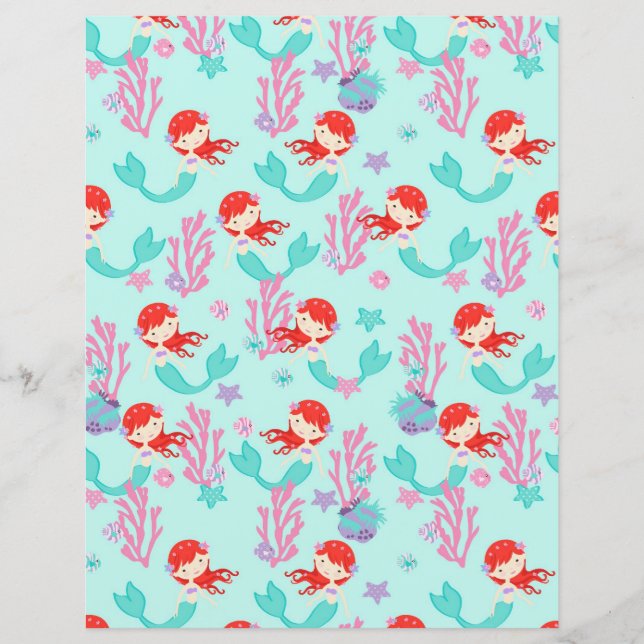 Little Mermaid zweiseitig Scrapbook Paper Auburn 2 (Vorderseite)
