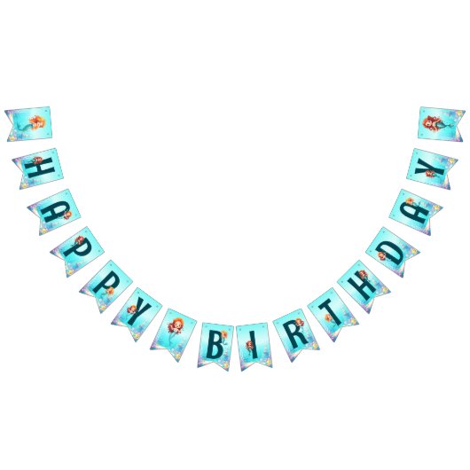 Little Mermaids Happy Birthday Banner (Alle)