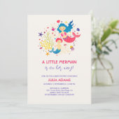 Little Merman Sea Breeze Baby Shower Einladung (Stehend Vorderseite)