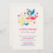 Little Merman Sea Breeze Baby Shower Einladung (Vorne/Hinten)