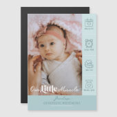 Little Miracle Birth Stats Photo Baby Announcement Magnetkarte (Vorne/Hinten)