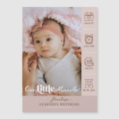 Little Miracle Birth Stats Photo Baby Announcement Magnetkarte (Vorderseite)