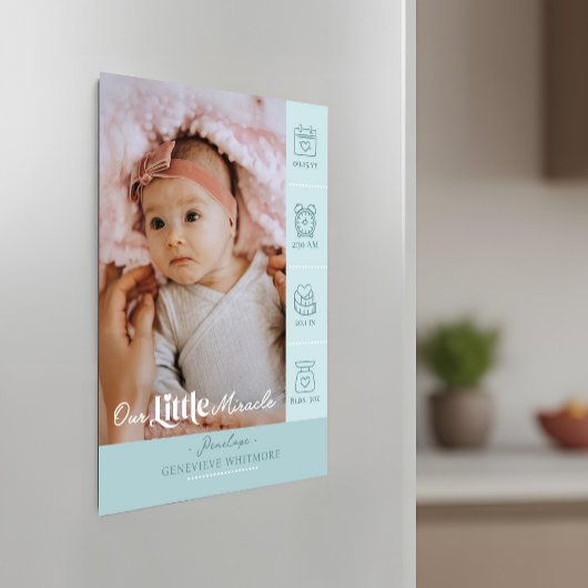 Little Miracle Birth Stats Photo Baby Announcement Magnetkarte