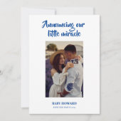 Little Miracle Blue Foto Pregnancy Ankündigung (Vorderseite)