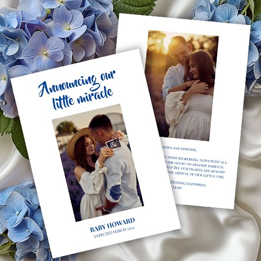 Little Miracle Blue Foto Pregnancy Ankündigung