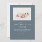 Little Miracle Christmas Slate Blue Photo Birth Ankündigung (Rückseite)